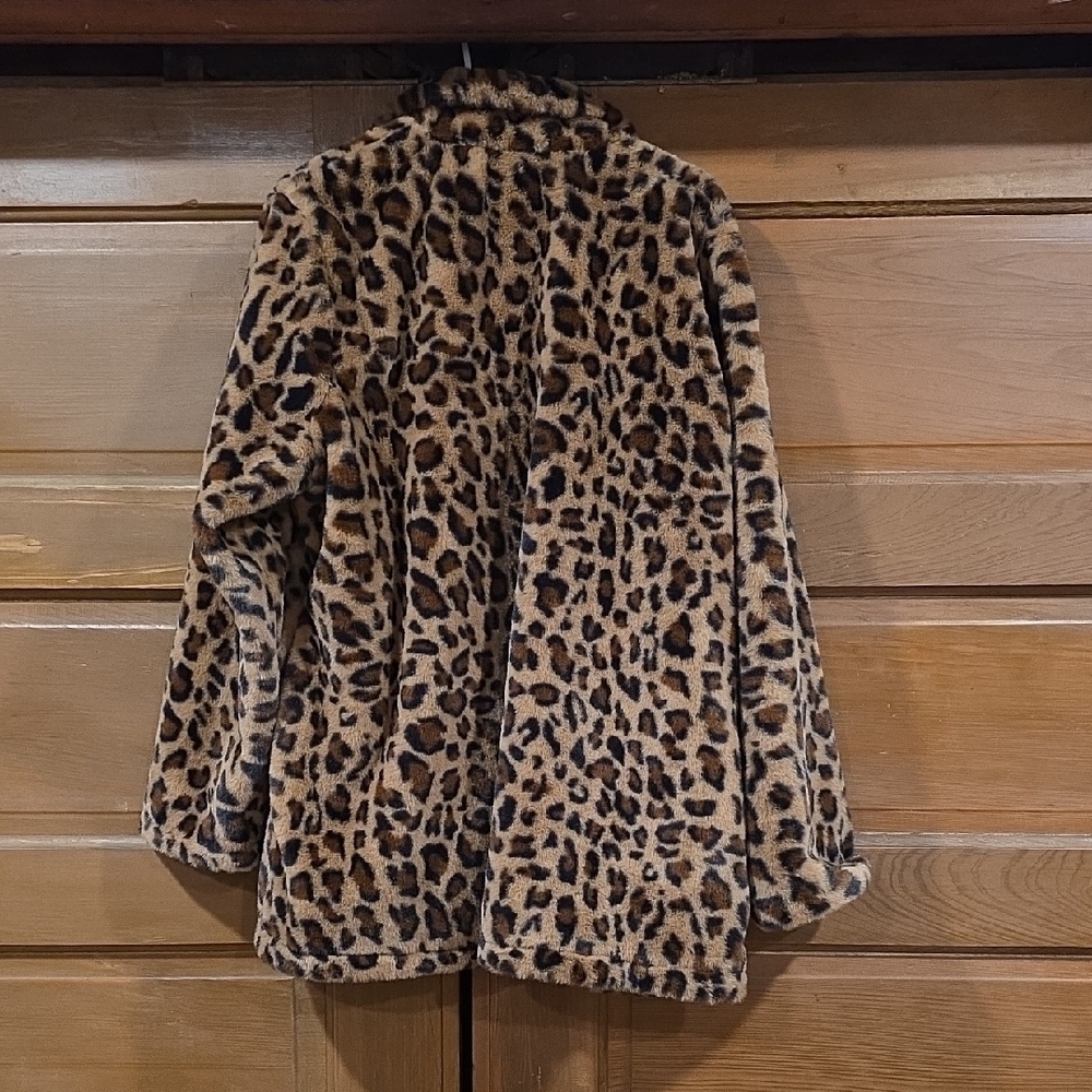 Fashion Brand Company Leopard Print Faux Fur Peacoat - Brown & Black - Picture 10 of 10